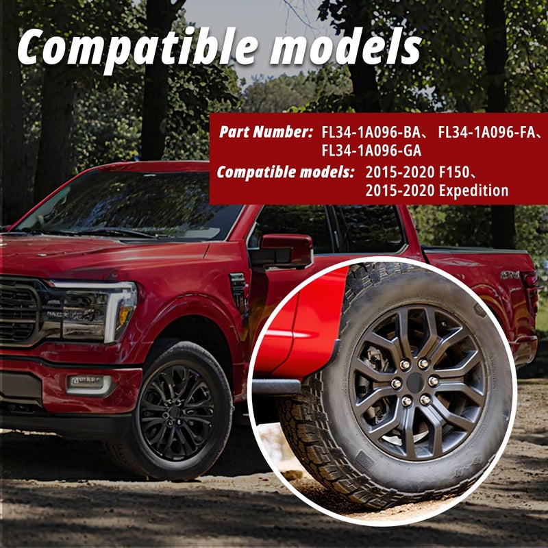 RTRHINOTUNING أغطية مركز العجلات RTrhinotuning 4 قطع 3.03 بوصة / 77 مم قاعدة سوداء لسيارة F150 2015-2019 و Expedition 2015-2018 ملحقات حافة العجلات، OD: 3.03 بوصة / 77 مم، ID: 2.83 بوصة / 72 مم - Image 4